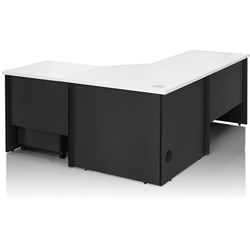 Logan Corner Desk 3 Piece 1800Wx1800Wx600mmD White and Ironstone