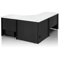 Logan Corner Desk 3 Piece 1800Wx1800Wx750mmD White and Ironstone