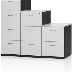 Logan Filing Cabinet 2 Drawer Lockable White and Ironstone