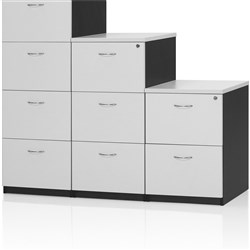 Logan Filing Cabinet 4 Drawer Lockable White and Ironstone