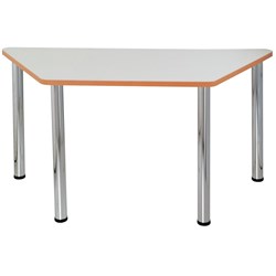 Sylex Quorum Geometry Meeting Table Trapezoid 1500Wx750Dx 740mmH Chrome And Off White