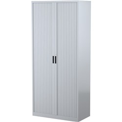Steelco Tambour Door Cupboard Includes 5 Shelves 2000Hx900Wx463mmD Silver Grey