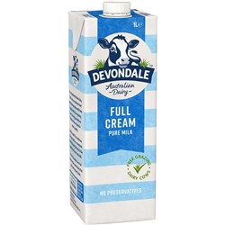 Devondale UHT Long Life Full Cream Milk 1 Litre 1L Pack of 10