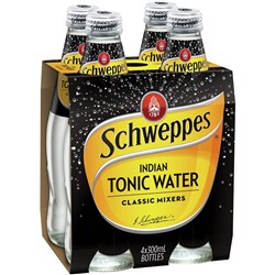 Schweppes Indian Tonic Water Classic Mixers 300ml Glass Bot Pack of 4