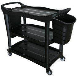 Cleanlink Utility Trolley 3-Tier Trolley With 2 Buckets Black