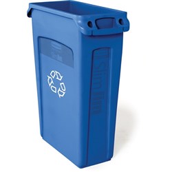 RUBBERMAID SLIM JIM BIN 87lt Venting Channels Blue Recycled No Lid