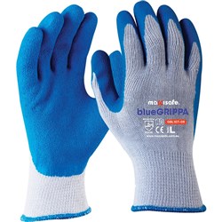 Maxisafe blueGRIPPA Gloves Latex Dipped Palm And Knitted Poly Cotton Extra Large