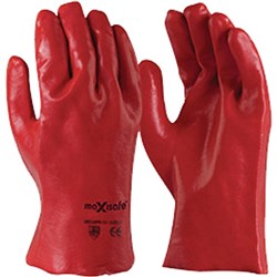 Maxisafe Gauntlet Single Dipped Gloves 27cm Red