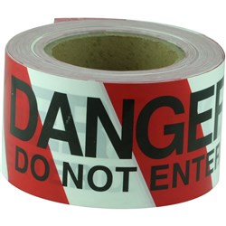 Maxisafe Barricade / Barrier Tape Danger Do Not Enter 75mm x 100m Black On Red/W