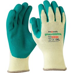 Maxisafe greenGRIPPA Gloves Latex Dipped Palm And Knitted Poly Cotton Small Gree