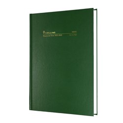 Collins Financial Year Diary  A5 Day To Page Green