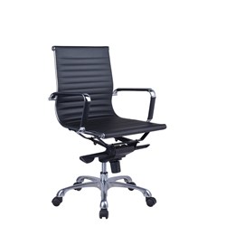 Naples Medium Back Executive Chair Chrome Frame and Arms Black PU