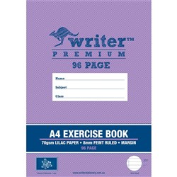Writer Premium Exercise Book A4 96 Page - Lilac Coloured Paper Pages