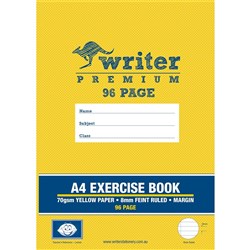Writer Premium Exercise Book A4 96 Page - Yellow Coloured Paper Pages