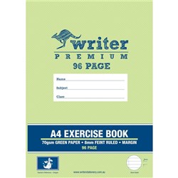 Writer Premium Exercise Book A4 96 Page - Green Coloured Paper Pages