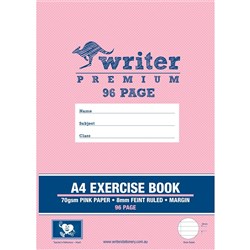 Writer Premium Exercise Book A4 96 Page - Pink Coloured Paper Pages