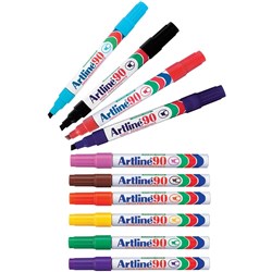 Artline 90 Permanent Markers Chisel 2-5mm Assorted Colours Pack Of 12