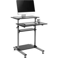 Ergovida Mobile Computer Desk 3 Shelf 700W x 355D x 820 - 1260mmH Silver/Black