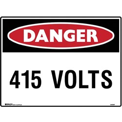 Brady Danger Sign 415 Volts 600W x 450mmH Polypropylene White/Red/Black