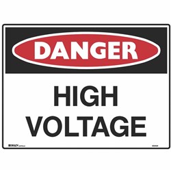 Brady Danger Sign High Voltag 600W x 450mmH Polypropylene White/Red/Black