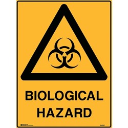 Brady Warning Sign Biological Hazard 450W x 600mmH Polypropylene Yellow And Blac