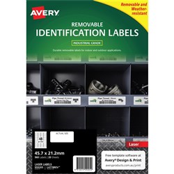 Avery Identification Removable Heavy Duty Laser White L4778 45.7x21.2mm 48UP 960