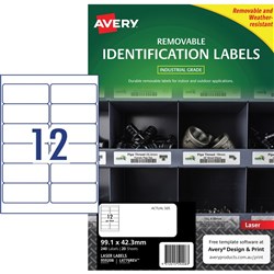 Avery Identification Removable Heavy Duty Laser White L4776 99.1x42.3mm 12UP 240