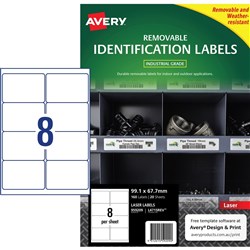 Avery Identification Removable Heavy Duty Laser White L4715 99.1x67.7mm 8UP 160