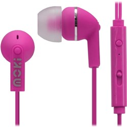 Moki Noise Isolation Earphones With Mic and Controller Pink