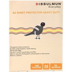 Bibbulmun Sheet Protectors A4 Heavy Duty 70 Micron Pack of 100