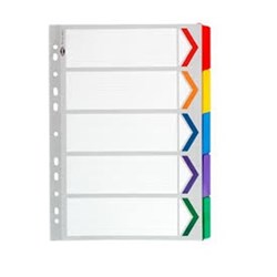 Marbig Indicies & Dividers Extra Wide A4 1-5 Tab Multi Colour