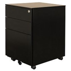 Steel Mobile Pedestal - 390W 2 Drawer + 1 File Drawer Black