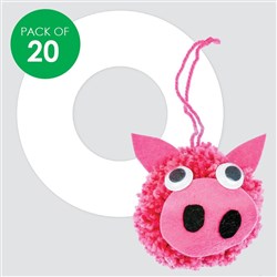 Cardboard Pom Pom Makers - White - Pack of 20