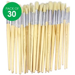 Round Paint Brushes - Assorted - Pack of 30