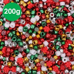 Christmas Plastic Beads Mix - 200g Pack