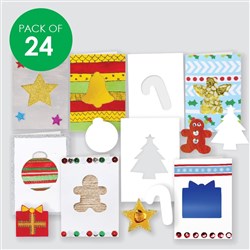 Cardboard Christmas Cutout Cards - White - Pack of 24