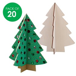 3D Wooden Christmas Trees - Pack of 20