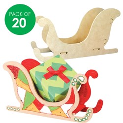 3D Wooden Sleighs - Pack of 20