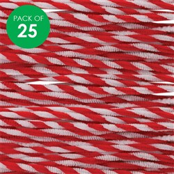 Christmas Stripe Chenille Stems - Pack of 25