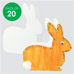 Cardboard Bunny Cards - White - Pack of 20