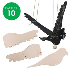 3D Wooden Flying Birds - Pack of 10