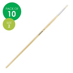 Round Paint Brushes - Size 2 - Hog Hair - Pack of 10