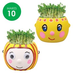 Ceramic Head Flowerpots Group Pack