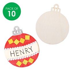 Wooden Christmas Baubles - Pack of 10