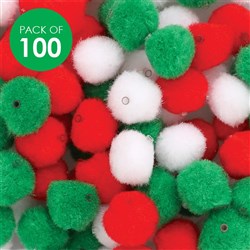 Pom Pom Beads - Christmas - Pack of 100