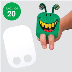 Cardboard Finger Puppets - White - Pack of 20