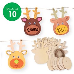 Wooden Reindeer Bunting - Pack of 10