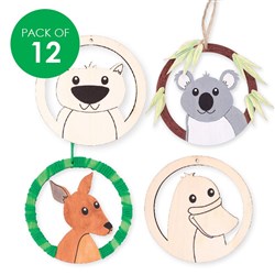 Wooden Australian Animal Ornaments - Pack of 12