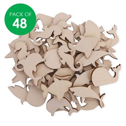 Mini Wooden Sea Animal Shapes - Pack of 48
