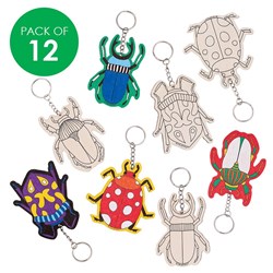 Printed Wooden Keyrings - Beetles - Pack of 12